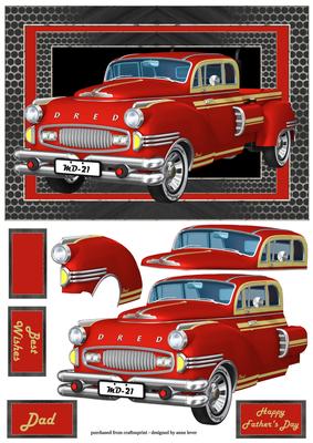 Red Retro Truck A5 Landscape