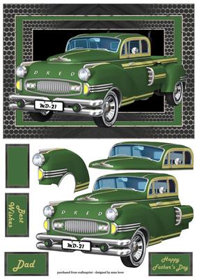 Green Retro Truck A5 Landscape