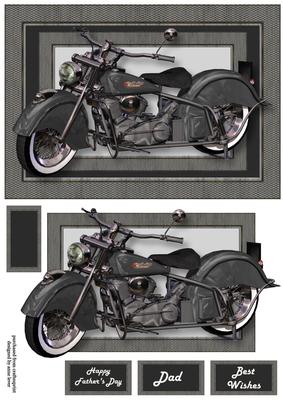 Grey Retro Motorbike A5 Landscape