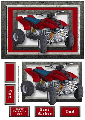 Red Quad Bike A5 Landscape