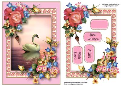 Serene Swan with Summer Flowers