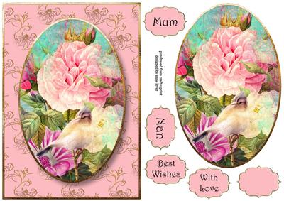 Beautiful Vintage Flowers & Bird