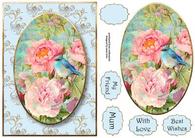 Beautiful Bluebird & Vintage Flowers