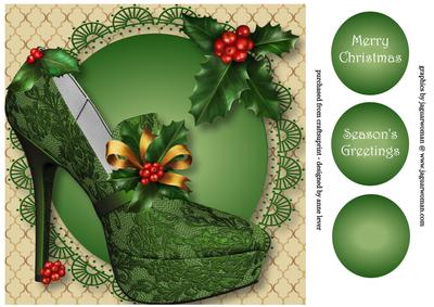 The Holly Christmas Shoe 8x8 Quick Topper