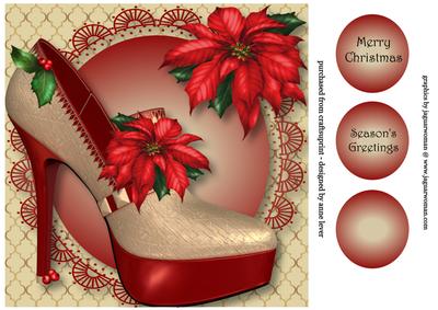 The Red Poinsettia Christmas Shoe 8x8 Quick Topper