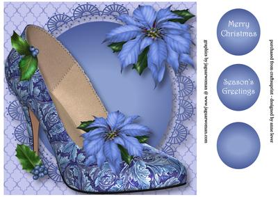 The Blue Poinsettia Christmas Shoe 8x8 Quick Topper