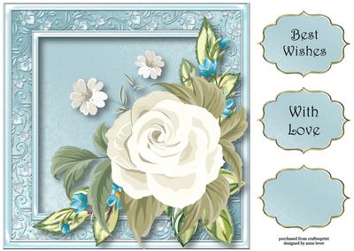 White Painted Rose 8x8 Quick Topper
