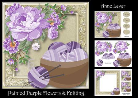 Painted Purple Flowers & Knitting