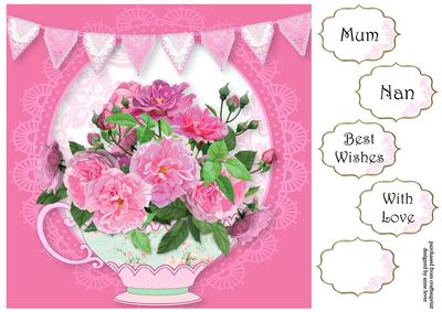 Tea & Peonies 8x8 Quick Topper