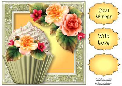 Peach Begonias Cupcake 8x8 Quick Topper