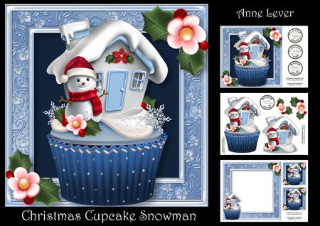 Christmas Cupcake - Snowman