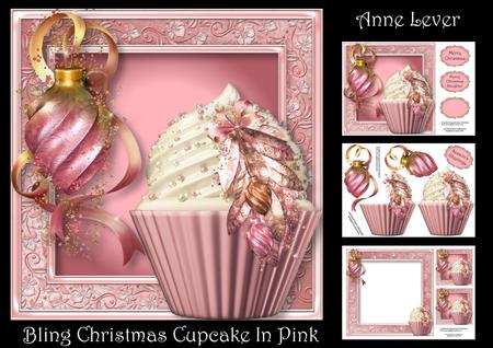 Bling Christmas Cupcake in Pink