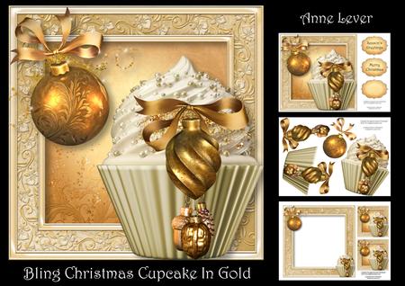 Bling Christmas Cupcake in Gold