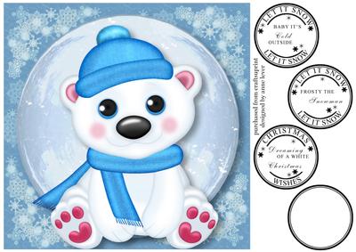 Christmas Polar Bear 8x8 Quick Topper
