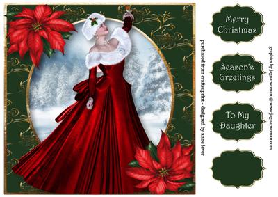 Red Poinsettia Winter Beauty 8x8 Quick Topper