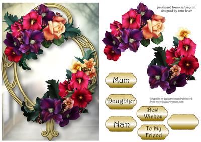 Summer Bouquet on Golden Frame