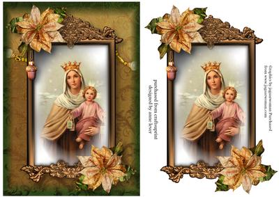 Mary & Jesus Golden Poinsettias A5 Topper & Plaque