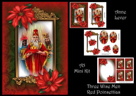 Three Wise Men Red Poinsettias