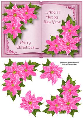 Pink Poinsettias Open Book Topper