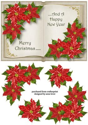 Red Poinsettias Open Book Topper