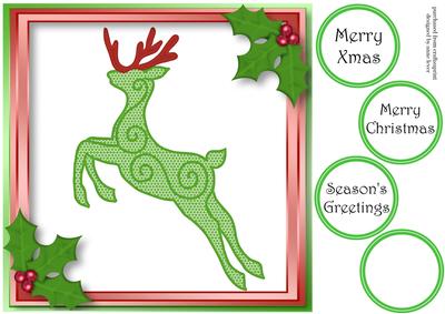 Red & Green Lace Reindeer