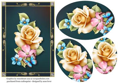 Beautiful Framed Yellow Summer Rose with Pyramage