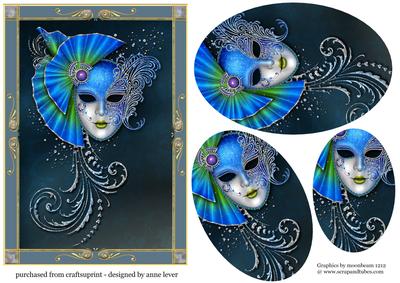 Beautiful Framed Ice Blue Masque with Pyramage