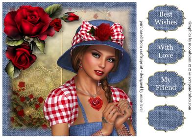 Retro Red Rose Beauty 8x8 Quick Topper