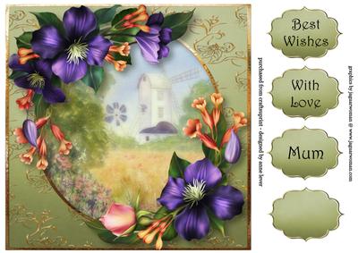 Beautiful Summer Blooms at the Windmill 8x8 Quick Topper