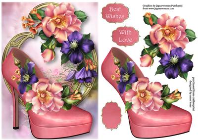 Beautiful Summer Blooms Shoe on Golden Frame