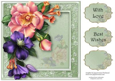 Beautiful Rose & Clematis 8x8 Quick Topper