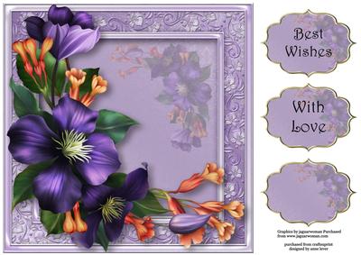Beautiful Purple Clematis 8x8 Quick Topper