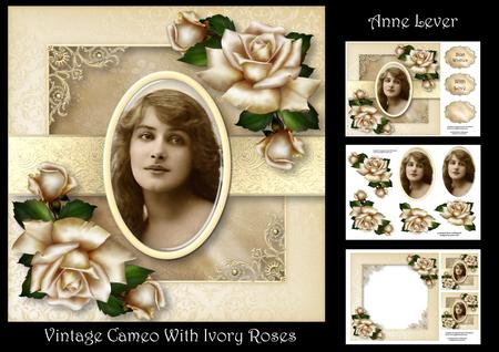Vintage Cameo with Ivory Roses