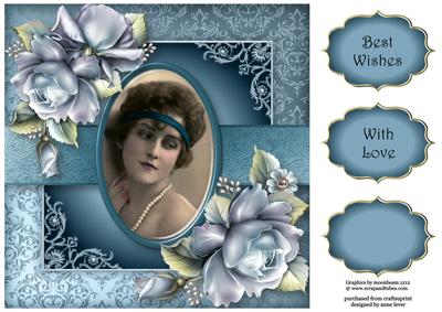 Vintage Cameo with Porcelain Roses 8x8 Quick Topper