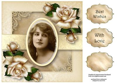 Vintage Cameo with Ivory Roses 8x8 Quick Topper