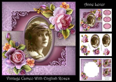 Vintage Cameo with English Roses