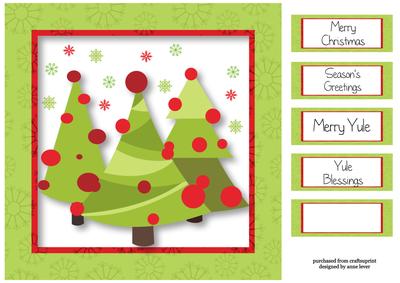 Christmas Trees in Green & Red 8x8 Quick Topper