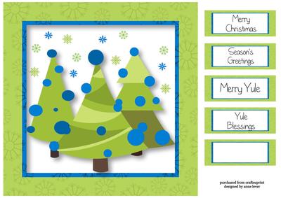 Christmas Trees in Green & Blue 8x8 Quick Topper
