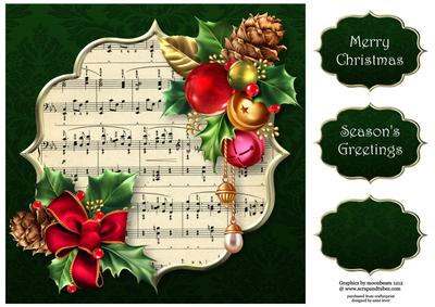 Christmas Baubles & Bow 8x8 Quick Topper
