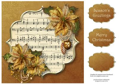 Christmas Golden Poinsettias 8x8 Quick Topper