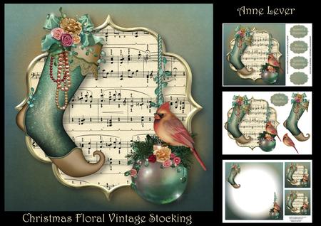 Christmas Floral Vintage Stocking