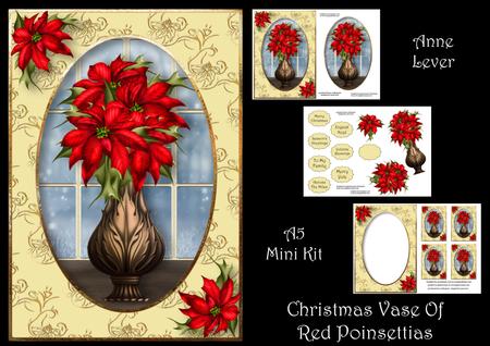Christmas Vase of Red Poinsettias Mini Kit