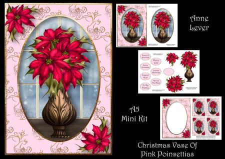 Christmas Vase of Pink Poinsettias Mini Kit