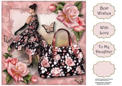 Handbags & Gladrags Pink Roses 8x8 Quick Topper