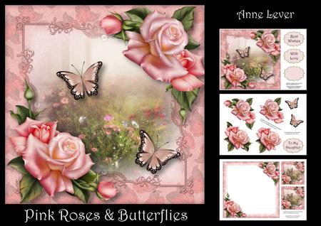 Pink Roses & Butterflies