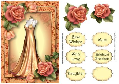 Beautiful Dress & Peach Melba Roses