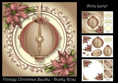 Vintage Christmas Bauble - Dusky Rose