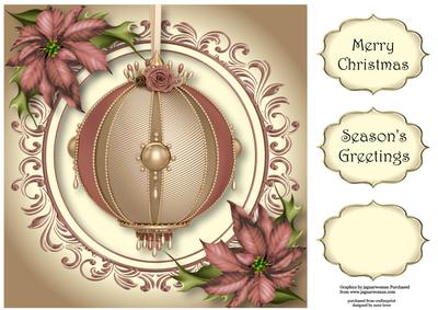Vintage Christmas Bauble - Dusky Rose 8x8 Quick Topper