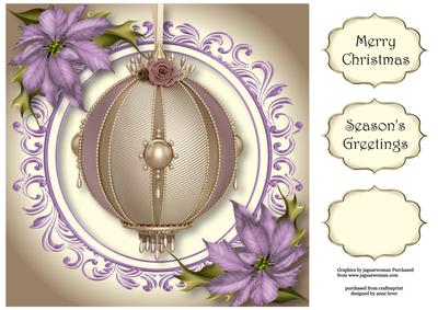 Vintage Christmas Bauble - Dusky Lilac 8x8 Quick Topper