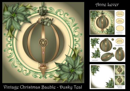 Vintage Christmas Bauble - Dusky Teal